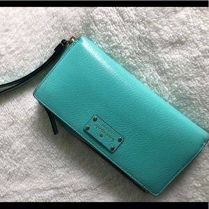 Turquoise blue Kate Spade wallet wristlet